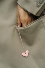 Подвес Сердце maxi на шнурке, розовый, керамика
