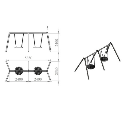 Качели №20, двойные, 5850*2560*2400 мм.