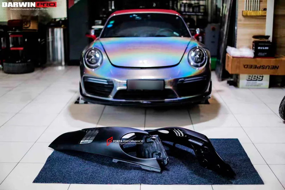 Оригинальные передние крылья DARWINPRO для PORSCHE 911 991.2 TURBO S 2015–2020 в стиле GT3RS