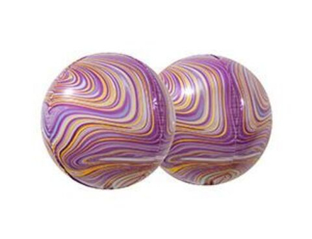 К 3D СФЕРА Б/РИС 15" Мрамор Purple фиолетовая