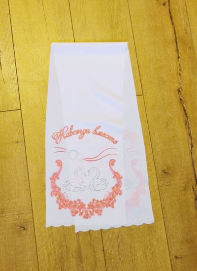 Комплект венчальный 4 предметный со стразами, рельефный цвет:белый с красным