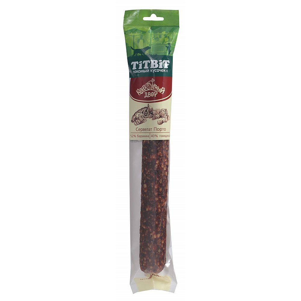 Лакомство для собак TitBit Сервелат Порто, Колбасный двор, пакет 270 г Лакомство для собак TitBit Сервелат Порто, Колбасный двор, пакет 270 г