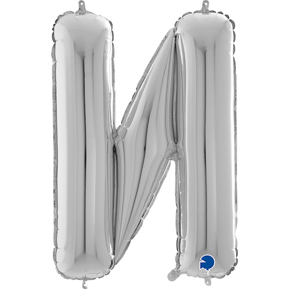 Шар фольгированный Буква N 66 см (Серебряный)