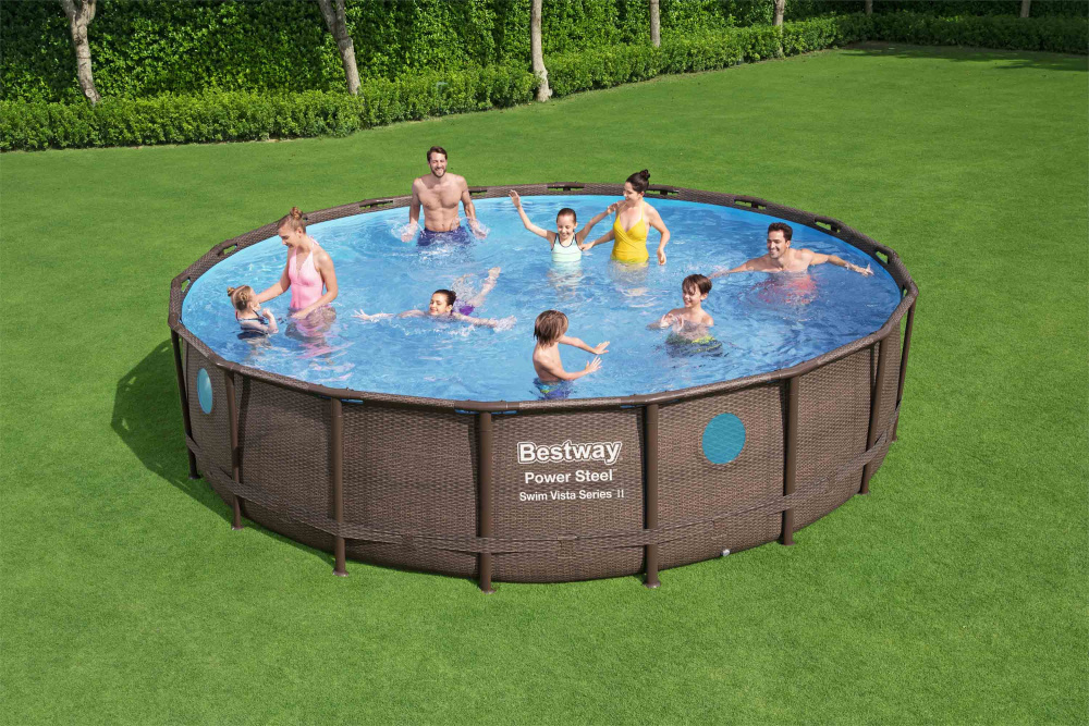 Каркасный бассейн Bestway "Ротанг", 549х122 см + фильтр-насос 5678 л/ч, тент, лестница (56977)