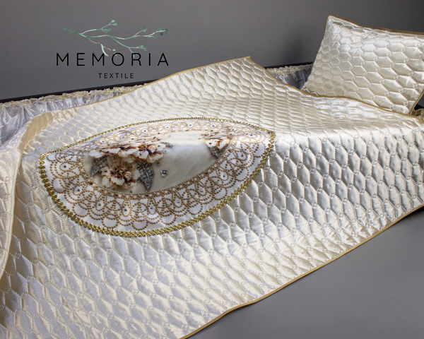 Комплект ритуальный "Перла" в овале молочный