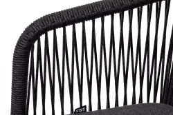 "Марсель" стул плетеный из роупа, каркас алюминий темно-серый (RAL7024) муар, роуп темно-серый круглый, ткань темно-серая 027