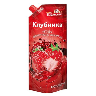 Буздякский Ягода протертая с сахаром Клубника 280гр/24  д/п
