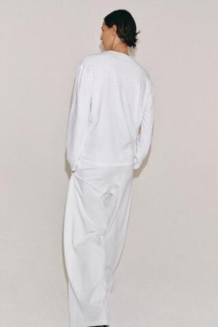 ZARA ЛОНГСЛИВ С ЛЬНЯНОЙ СМЕСЬЮ, БЕЛЫЙ
