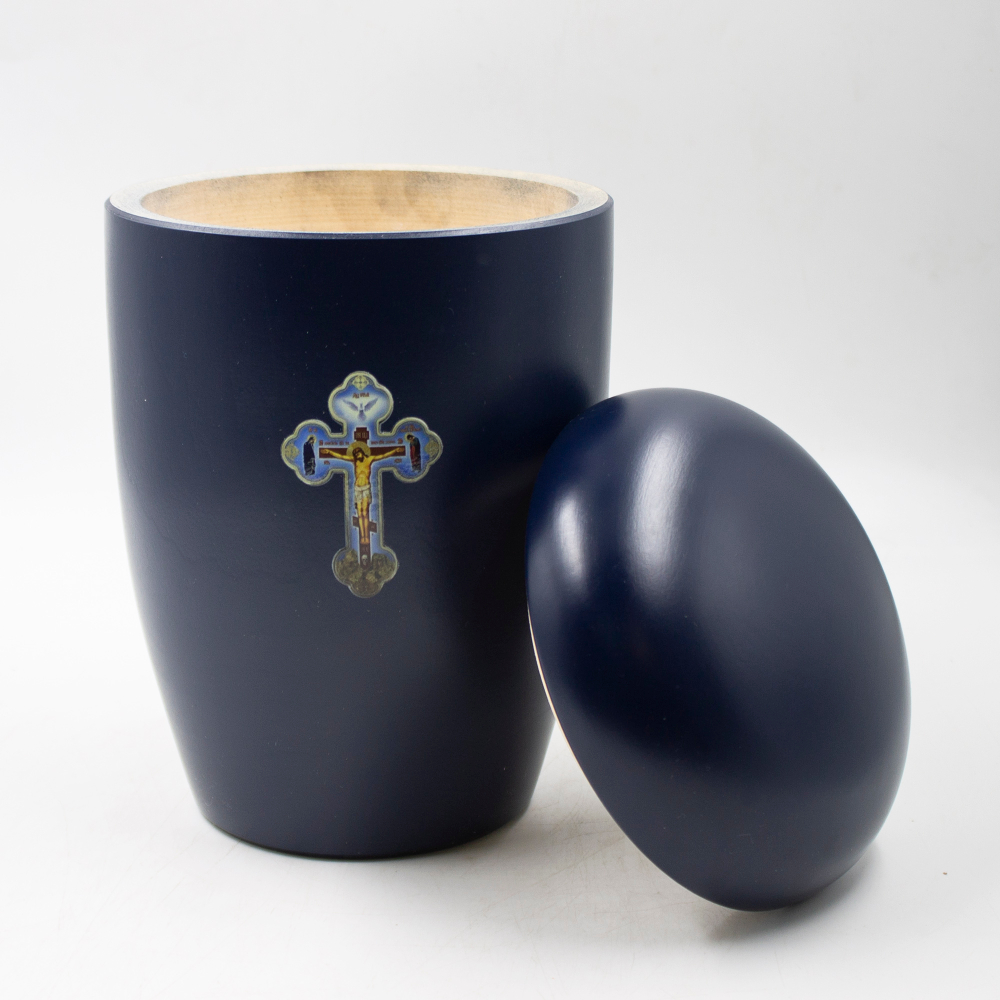 Урна для праха биоразагаемая "Эдем" синяя Крест