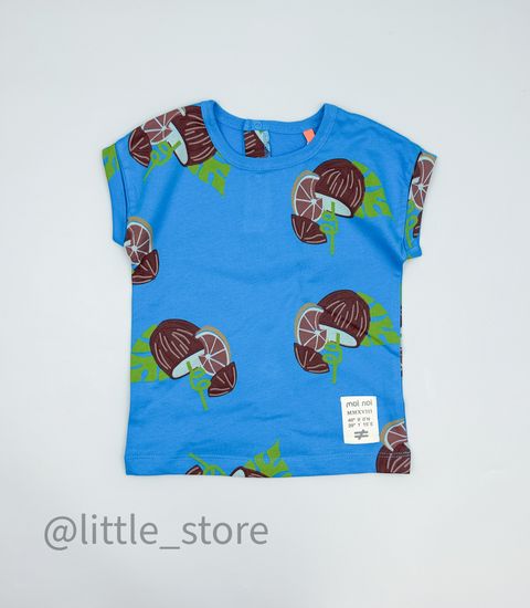 Футболка из футера (тонкого) Moi Noi, Кокосы на Ярко-синем