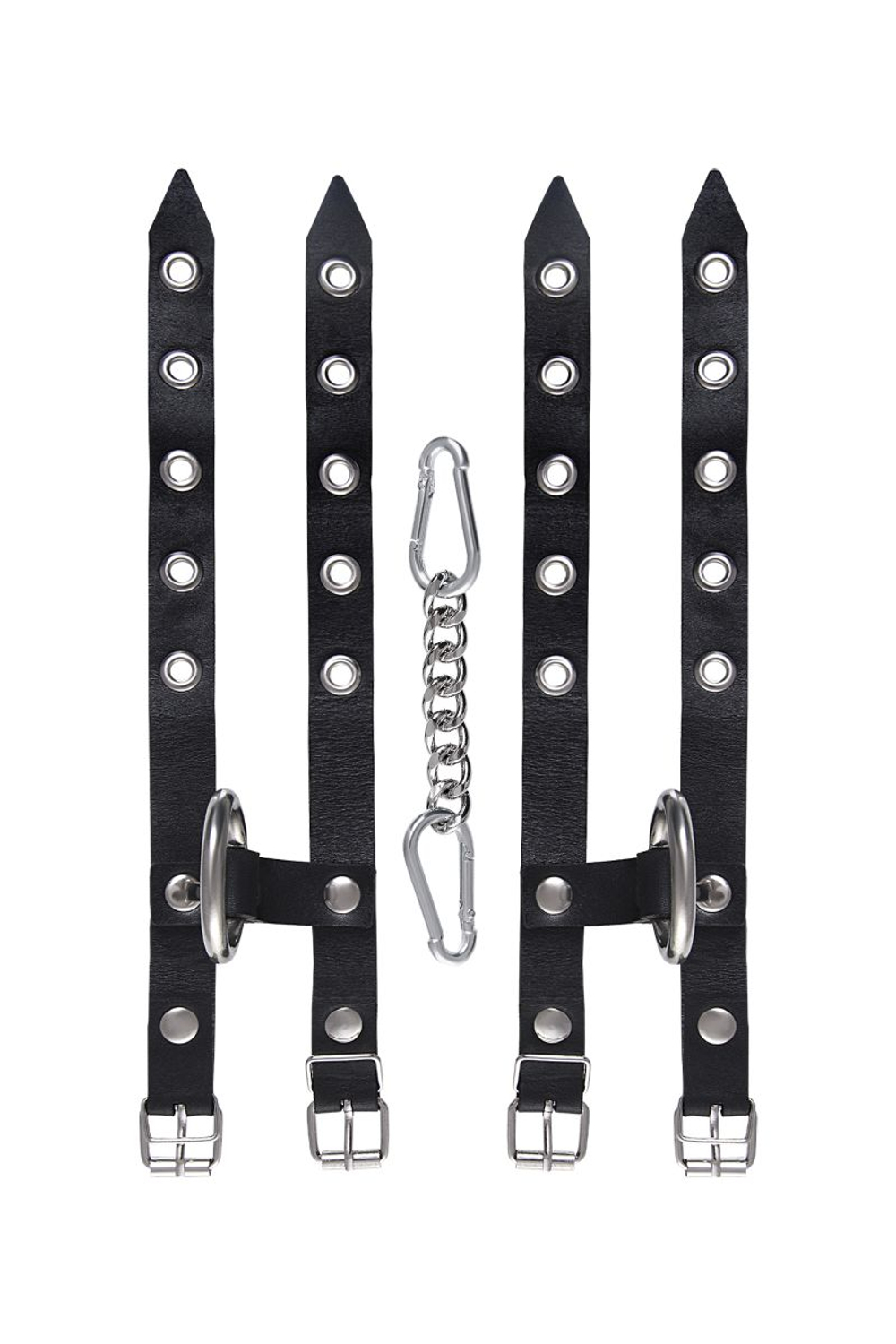 Черные однослойные наручники из двух ремешков (Цвет: черный)