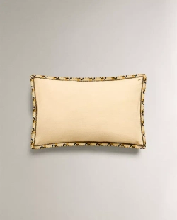ZARA HOME НАВОЛОЧКА ДЛЯ ДЕКОРАТИВНОЙ ПОДУШКИ С ГЕОМЕТРИЧЕСКИМ УЗОРОМ ПО КРОМКЕ, СВЕТЛО-БЕЖЕВЫЙ