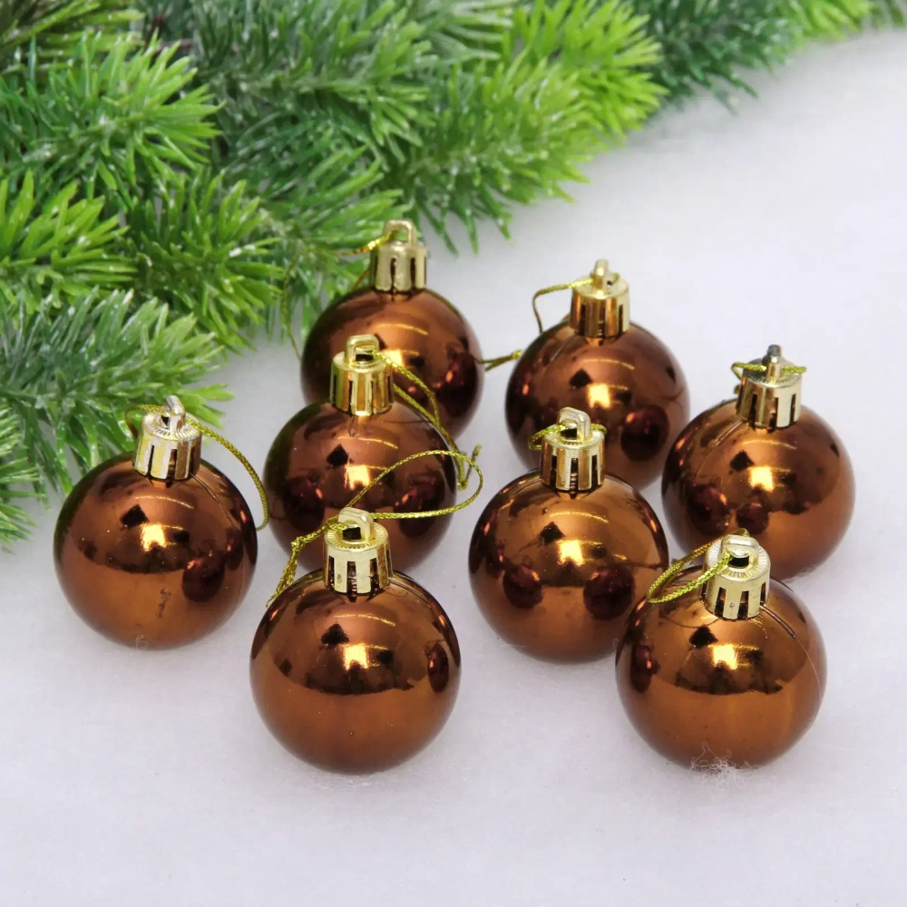 Новогодние шары 4 см (набор 24 шт) «Глянец», шоколад
