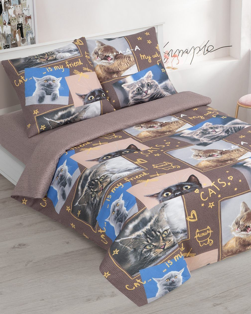 Постельное белье 1 5 спальное, бязь, 100% хлопок, 1 наволочка 70х70