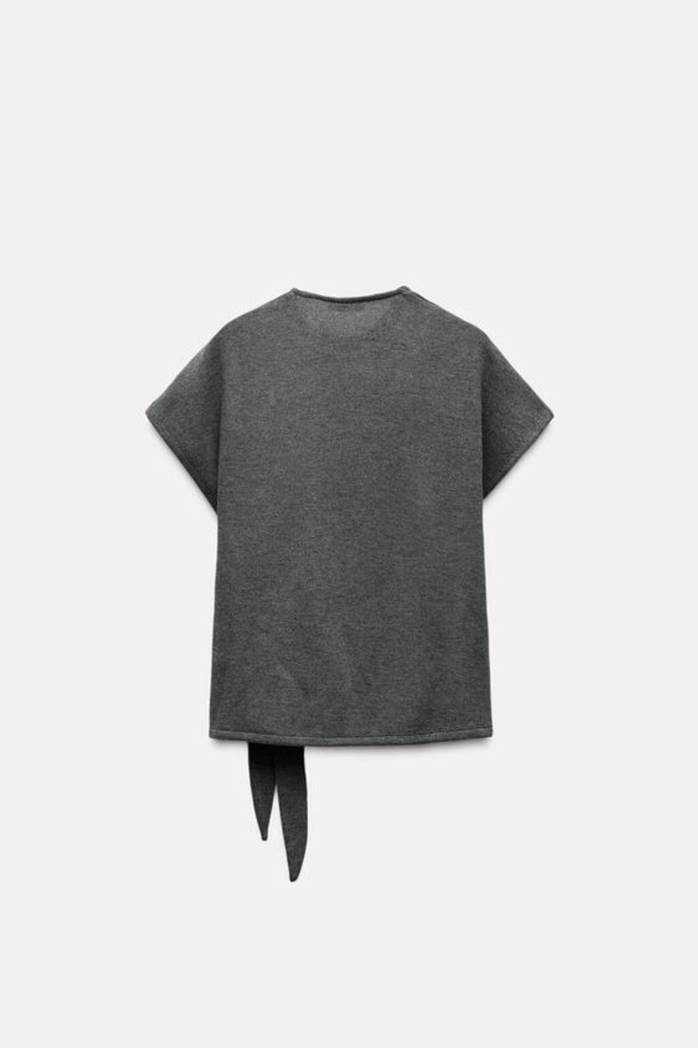 ZARA МЯГКИЙ ТОП С УЗЛОМ, СЕРЫЙ С МЕЛАНЖЕВЫМ ЭФФЕКТОМ