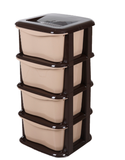 Комод "Домовой" 4-секционный комбинированный шоколад - кофе с молоком