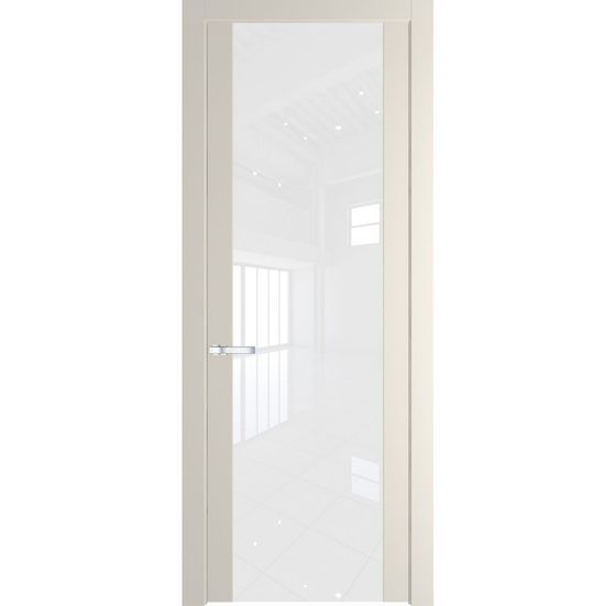 Межкомнатная дверь эмаль Profil Doors 1.7P кремовая магнолия стекло лак классик