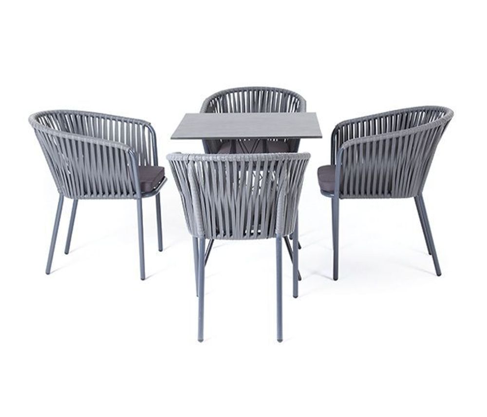 "Конте" обеденная группа на 4 персоны, квадратный стол, цвет "серый гранит"
