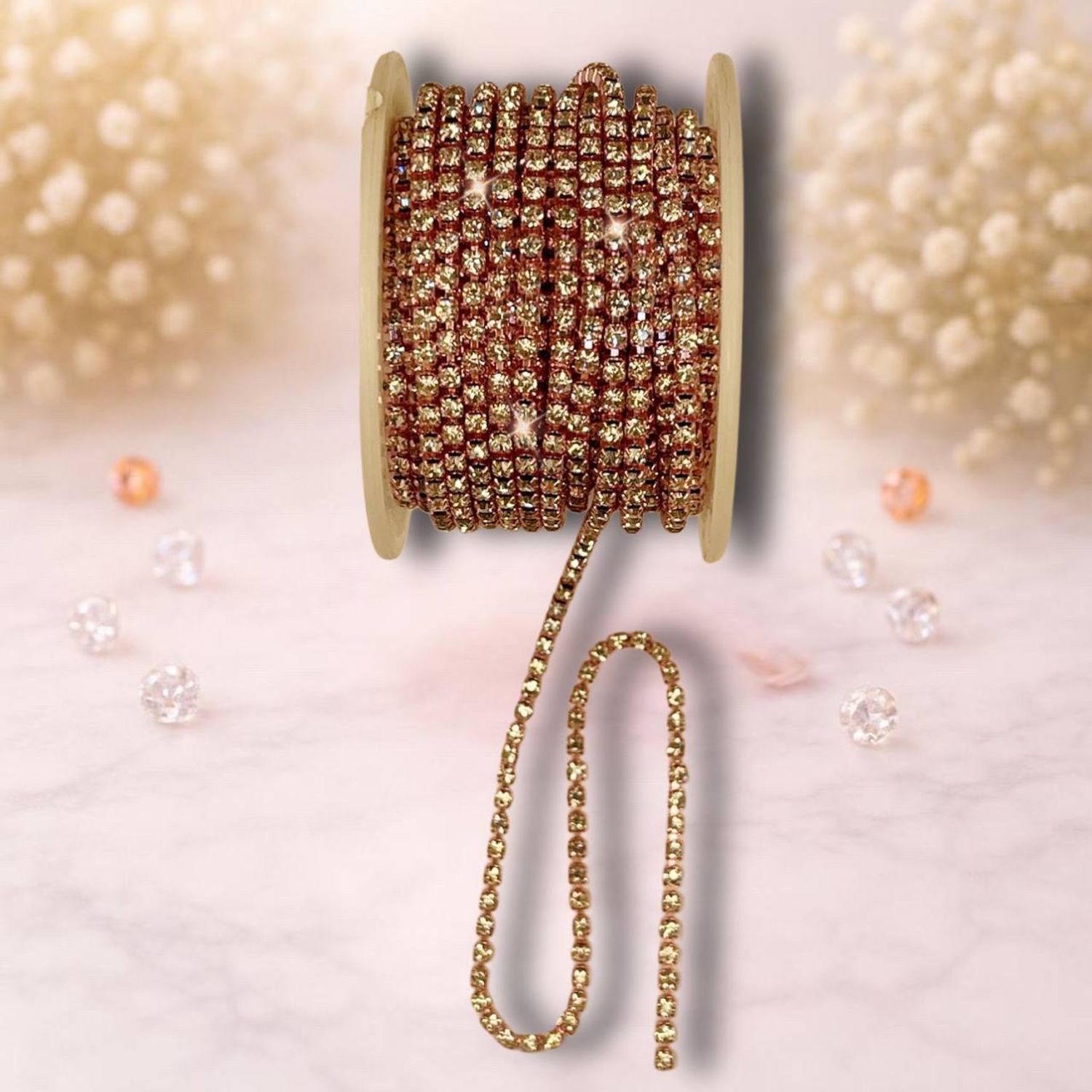 стразовая лента 2,5мм ,белый-розовый (1м)