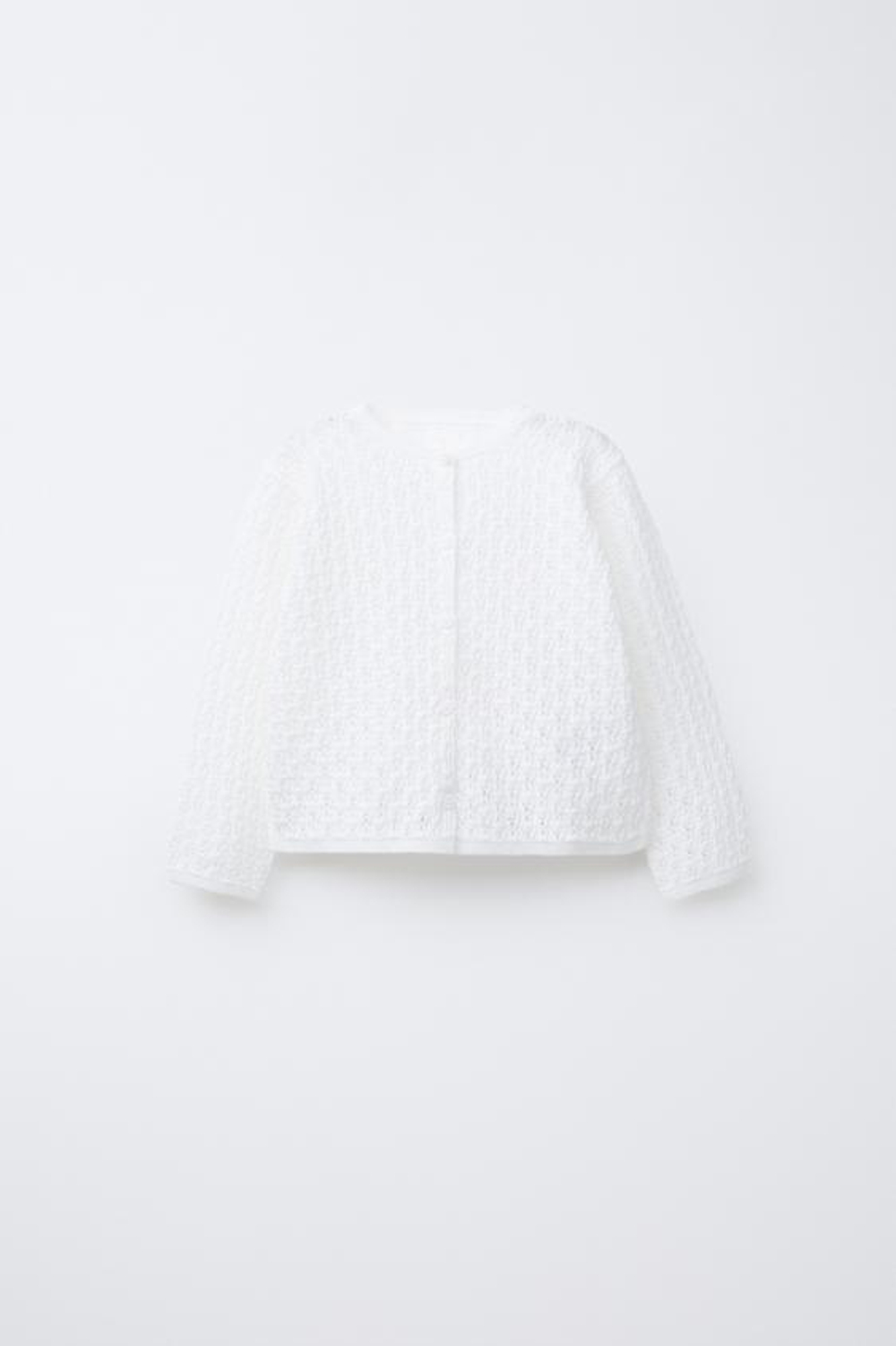 ZARA ТРИКОТАЖНЫЙ КАРДИГАН АЖУРНОЙ ВЯЗКИ, СВЕТЛЫЙ ЭКРЮ