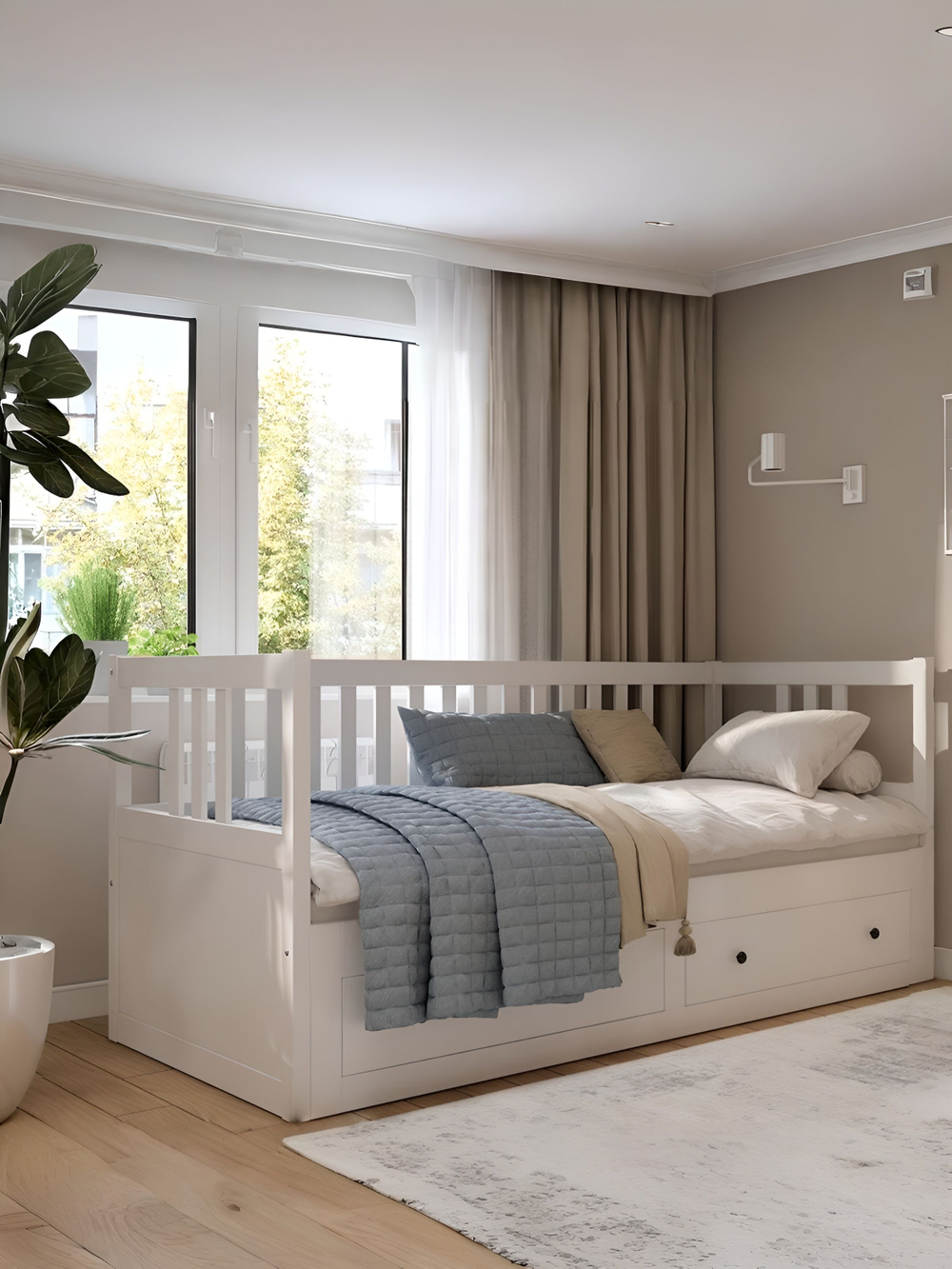 IKEA Кушетка-кровать раздвижная HEMNES, белая, 80*200/160*2000, КЫМОР (ИКЕА ХЕМНЭС)(IKEA HEMNES)