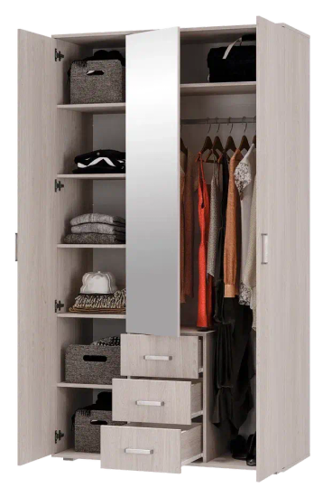 Белла bts Шкаф 3-х створчатый ясень белый, СП