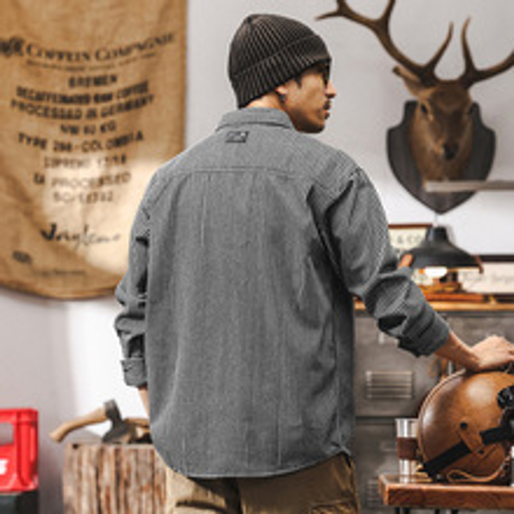 Полосатая рубашка с длинными рукавами мужская свободная повседневная мужская