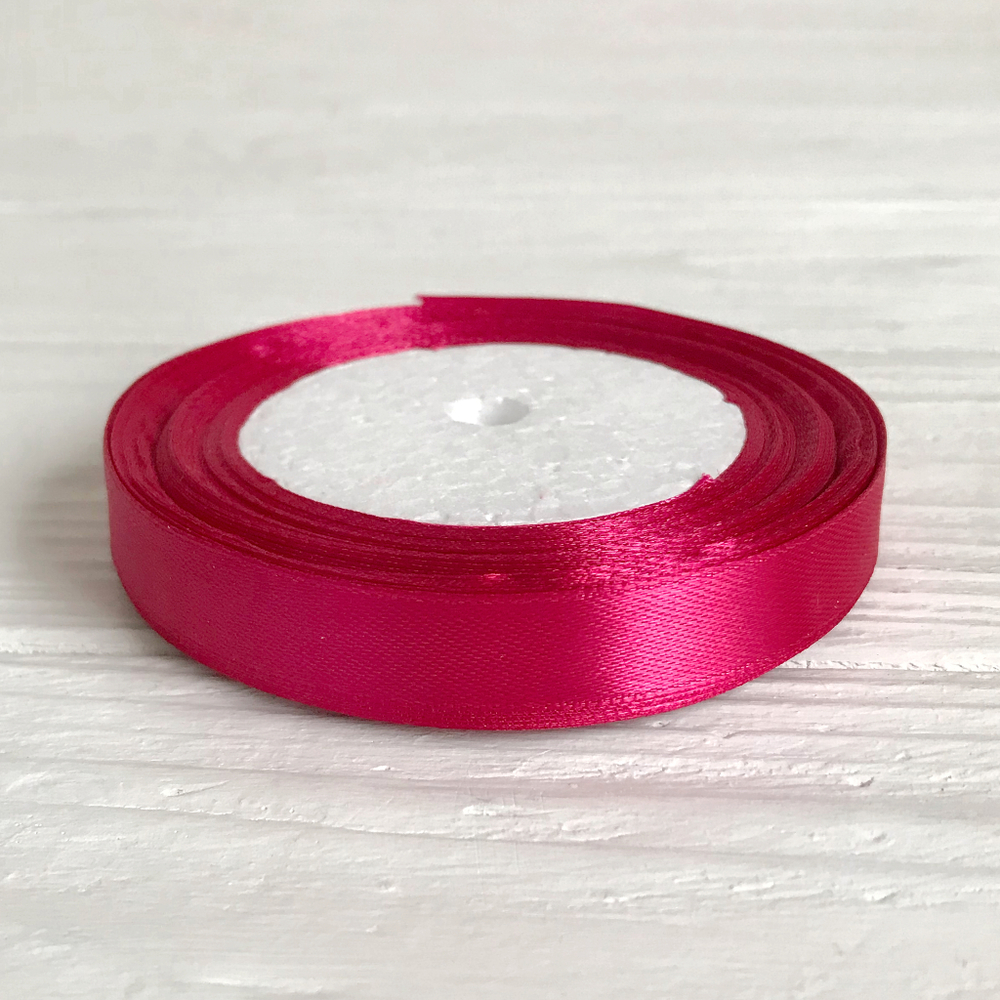 Атласная лента 12 мм (25 ярд) цвет малиновый