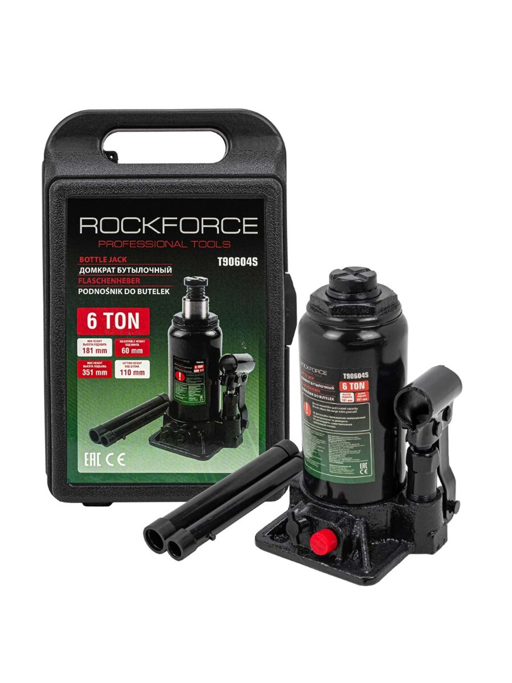 Домкрат бутылочный 6т в кейсе RockForce RF-T90604-S