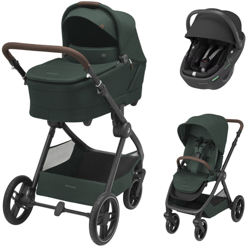 Коляска детская Maxi-Cosi Oxford Plus 3 в 1 с автокреслом Coral 360 Essential black 1978403110 Twillic Green/Зеленый