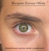 Натуральные зеленые ( оливковые) цветные линзы Marquise Essvase Olivia / Зеленые линзы для темных и светлых глаз с окантовкой / 12 месяцев