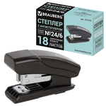 Степлер мини №24/6, 26/6 "Black Jack" до 18 листов, антистеплер, черный, 227762 (BRAUBERG)