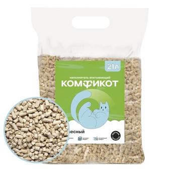 Наполнитель древесный впитывающий, крупные гранулы Комфикот 21 л