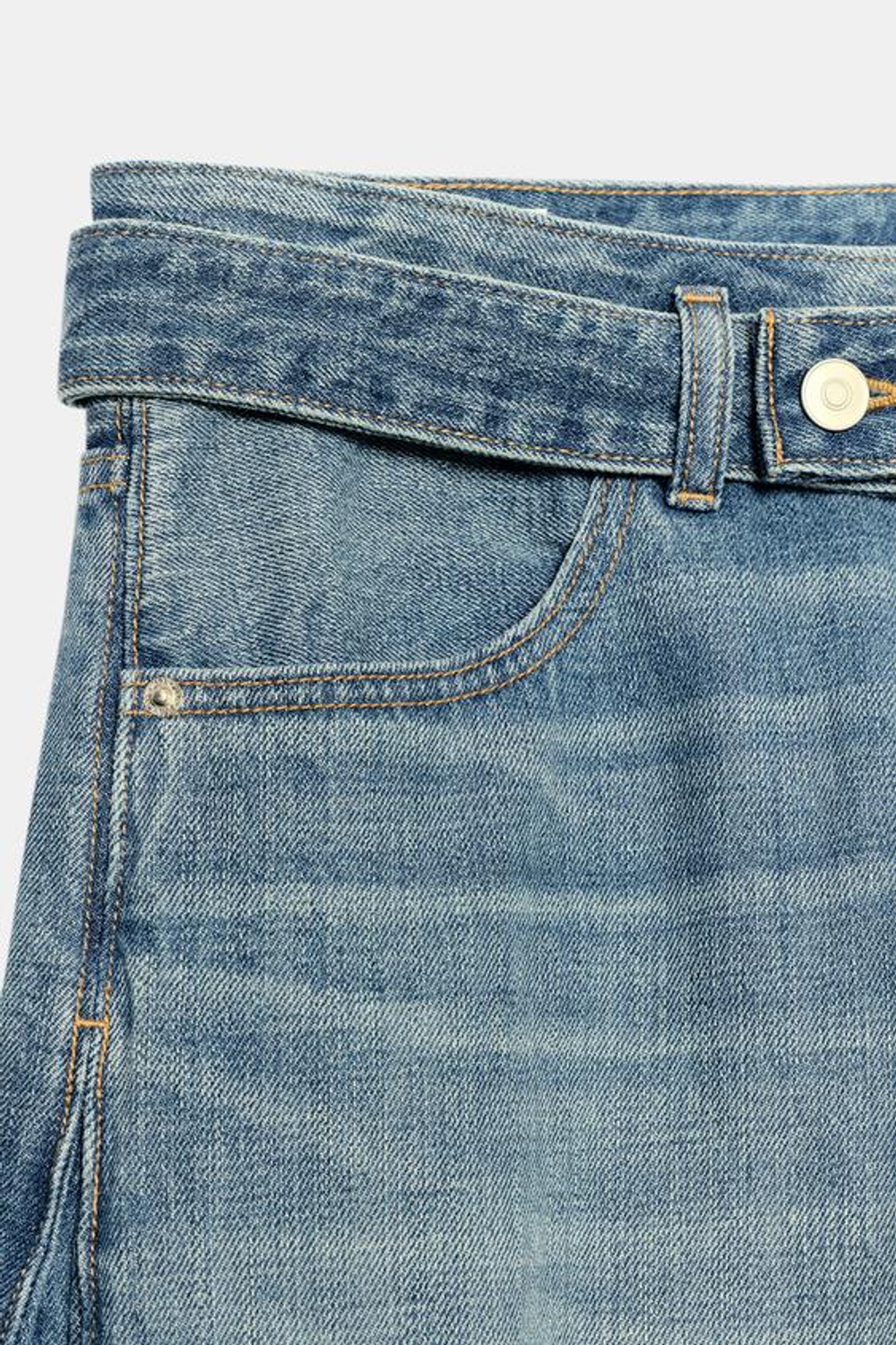 ZARA ДЖИНСЫ TRF СО СРЕДНЕЙ ПОСАДКОЙ И ПОЯСОМ, СИНИЙ