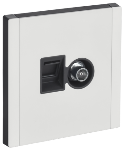 FORTE&PIANO Розетка двойная TV+RJ45 кат.5E FP236M металл белый IEK