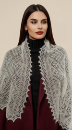 Оренбургский пуховый палантин А12040-02 экрю