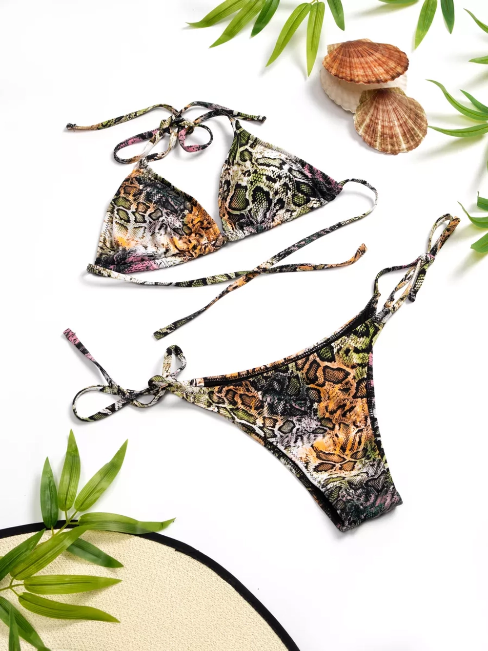 Купальник раздельный на завязках с накидкой 3 в 1