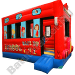 Коммерческий надувной батут "Школьный автобус" с крышей