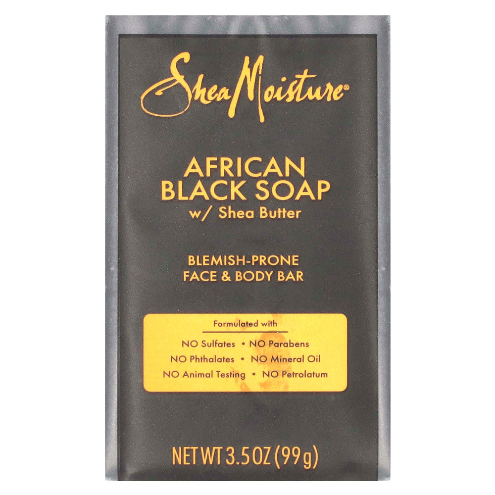 SheaMoisture, африканское черное мыло с маслом ши для устранения несовершенств кожи лица и тела, 99 г (3,5 унции)