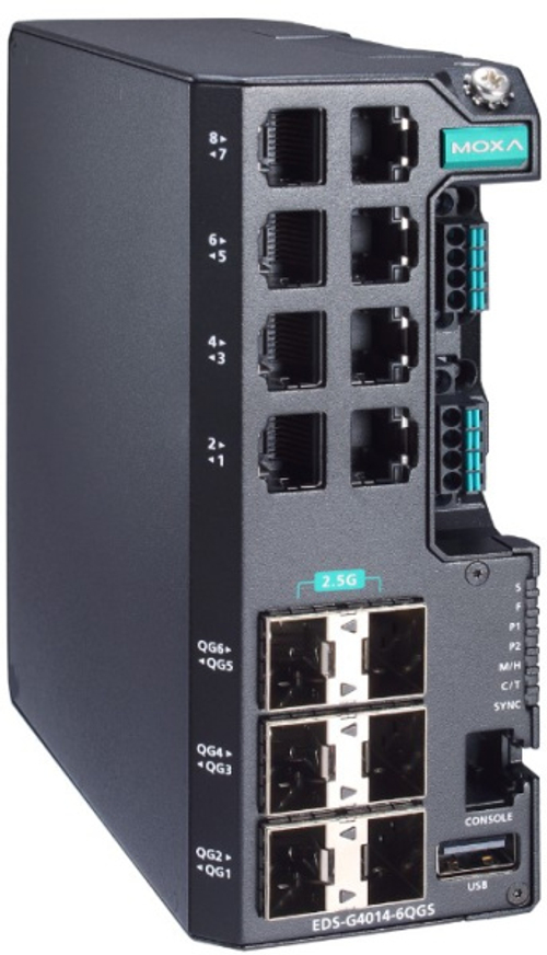 Коммутатор управляемый MOXA EDS-G4014-6QGS-HV-T
