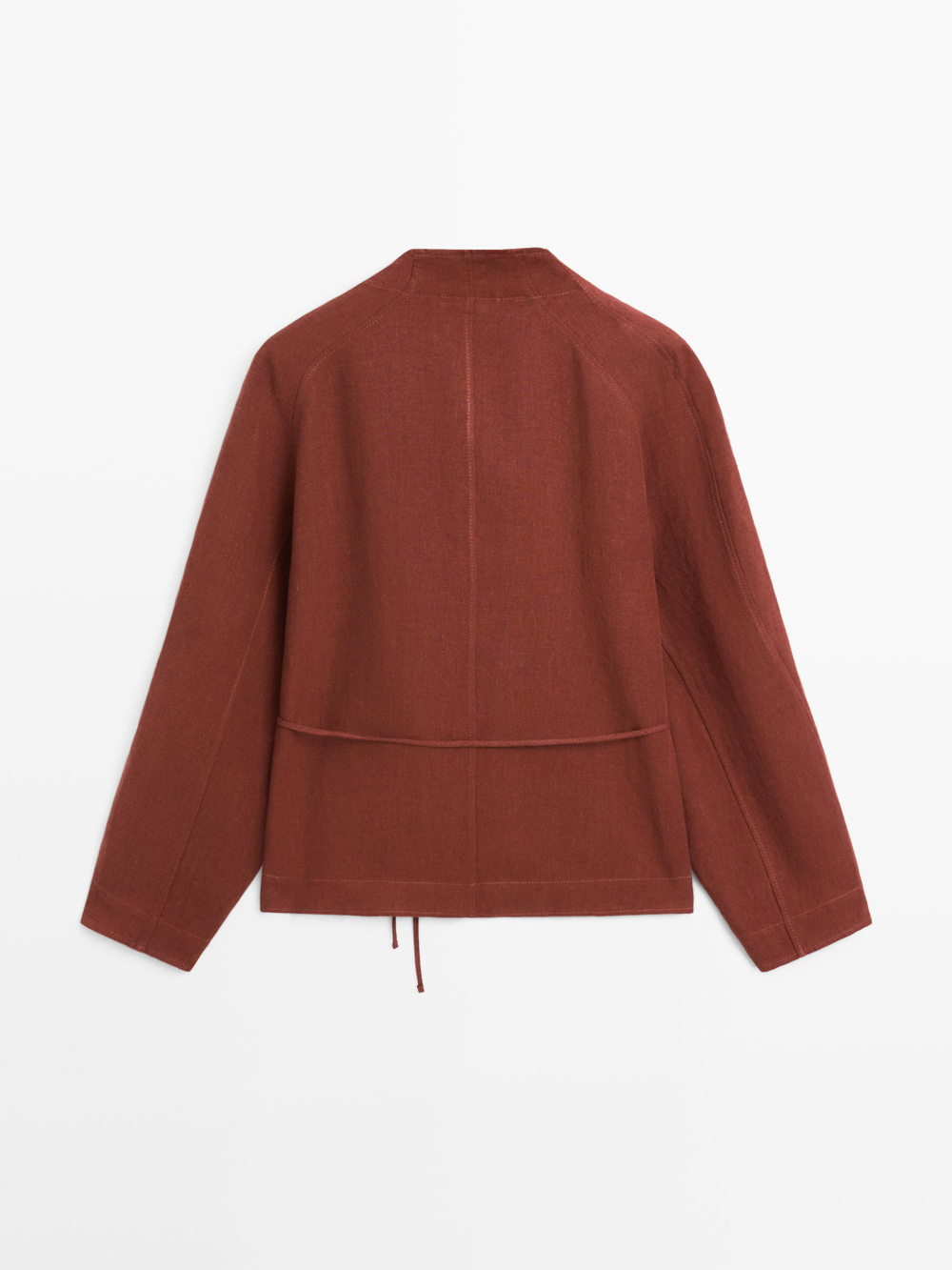 Massimo Dutti Кимоно из 100% льна с завязками и пуговицами, черепичный