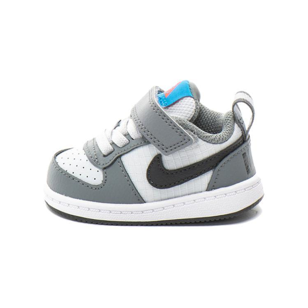 Baby Nike Court Borough Low non-slip wear-resistant lightweight low-top sneakers gray and white