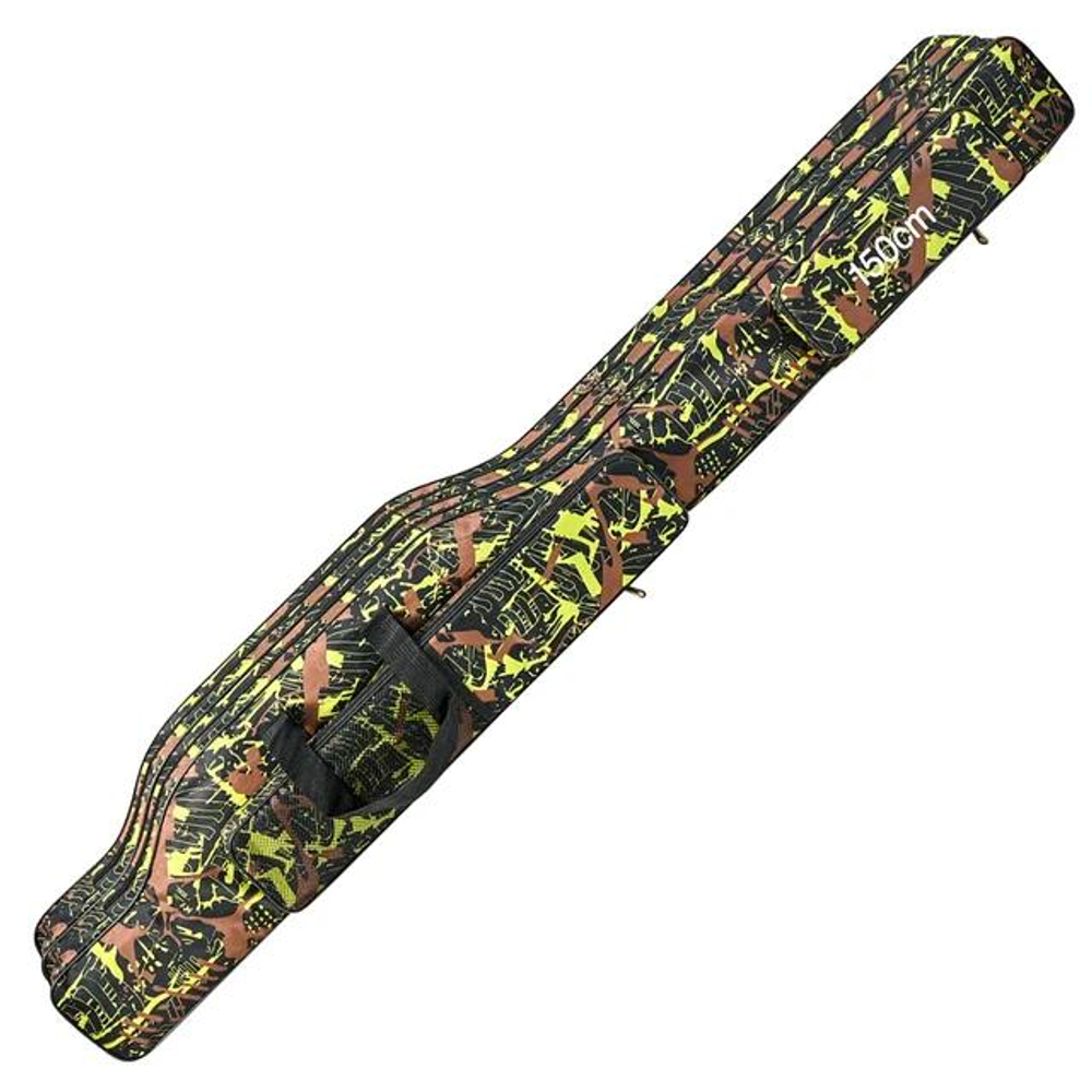 Чехол для удочек мягкий 150см 2 отсека черно-зеленый