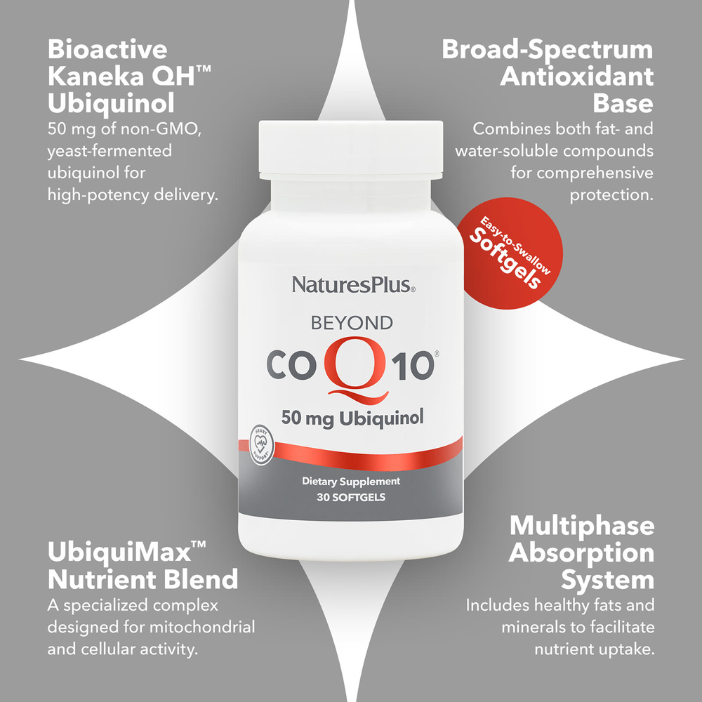 NaturesPlus, убихинол Beyond CoQ10®, 50 мг, 30 капсул