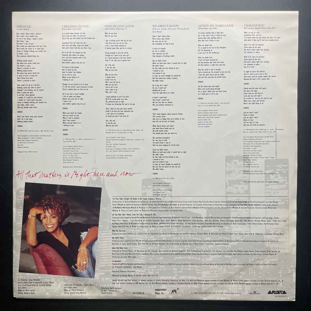 Виниловая пластинка Whitney Houston - I'm Your Baby Tonight LP