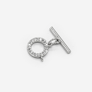 Замок тогл "Сверкающий", 11*11мм, фианиты, родирование