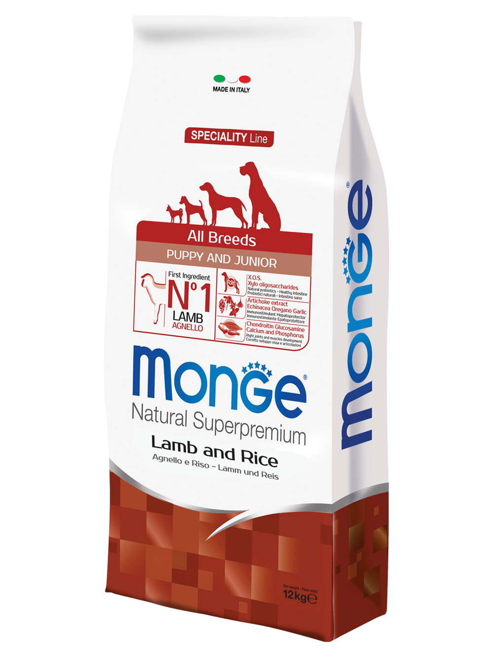 Cухой корм Monge Dog Speciality Line Puppy&Junior корм для щенков всех пород, из ягненка с рисом и картофелем 12 кг