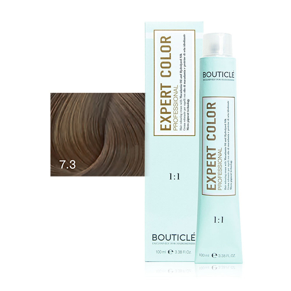 Профессиональный перманентный крем-краситель для волос Bouticle Expert Color Hair Color Cream цвет 7.3 русый золотой, 100 мл.