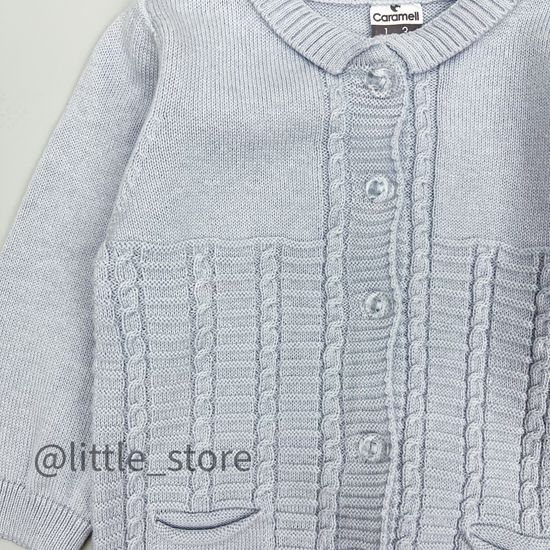 Комплект вязаный, Серо-голубой