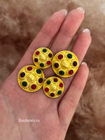 Пуговицы Шан. золотые с цветными стразами